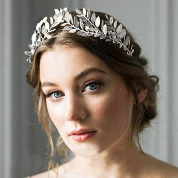 Women's Silver Greek Goddess Headband Accessories Gold Leaf Crown Elegant - Picture 1 of 6
